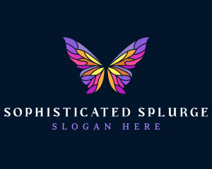 Butterfly Stained Glass Wing logo design