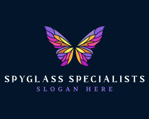 Butterfly Stained Glass Wing logo design