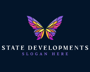 Butterfly Stained Glass Wing logo design