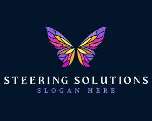 Butterfly Stained Glass Wing logo design