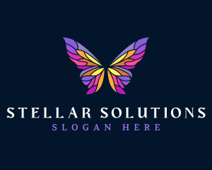 Butterfly Stained Glass Wing logo design