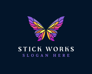 Butterfly Stained Glass Wing logo design