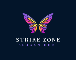 Butterfly Stained Glass Wing logo design