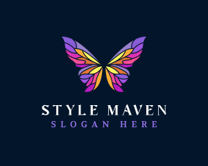 Butterfly Stained Glass Wing logo design