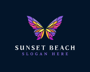 Butterfly Stained Glass Wing logo design