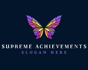 Butterfly Stained Glass Wing logo design