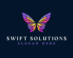 Butterfly Stained Glass Wing logo design