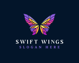 Butterfly Stained Glass Wing logo design