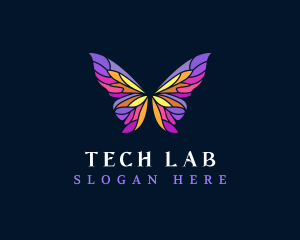 Butterfly Stained Glass Wing logo design