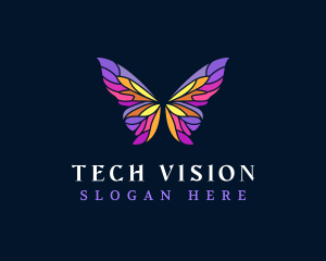 Butterfly Stained Glass Wing logo design