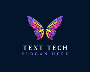 Butterfly Stained Glass Wing logo design