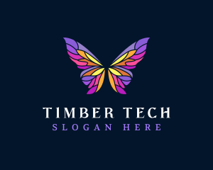 Butterfly Stained Glass Wing logo design