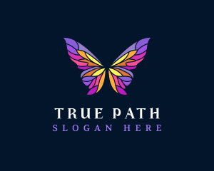 Butterfly Stained Glass Wing logo design