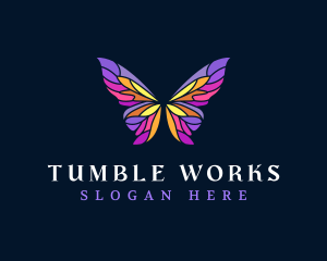 Butterfly Stained Glass Wing logo design