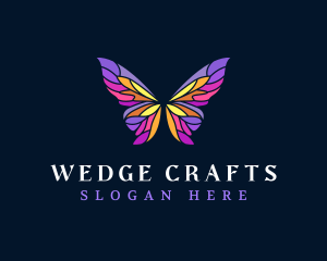 Butterfly Stained Glass Wing logo design