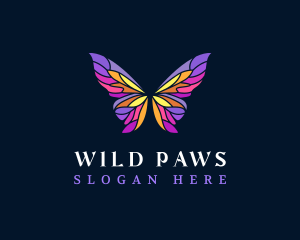 Butterfly Stained Glass Wing logo design