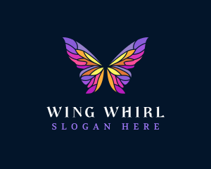 Butterfly Stained Glass Wing logo design