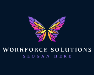 Butterfly Stained Glass Wing logo design