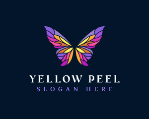 Butterfly Stained Glass Wing logo design