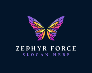 Butterfly Stained Glass Wing logo design