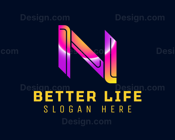 Futuristic Cyber Letter N Logo