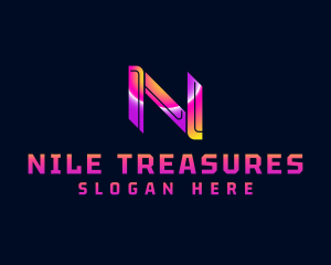 Futuristic Cyber Letter N logo design