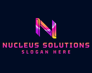 Futuristic Cyber Letter N logo design