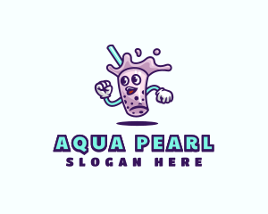 Taro Milk Tea Drink logo design