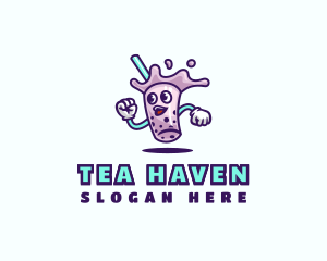 Taro Milk Tea Drink logo design