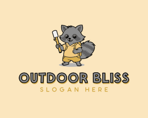 Raccoon Marshmallow Camper logo design