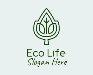 Green Leaf Outline logo design