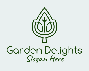 Green Leaf Outline logo design