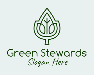 Green Leaf Outline logo design