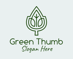 Green Leaf Outline logo design