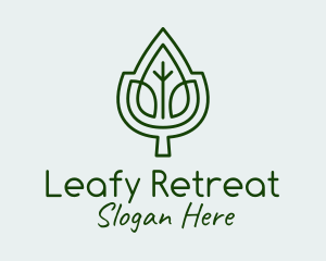 Green Leaf Outline logo design