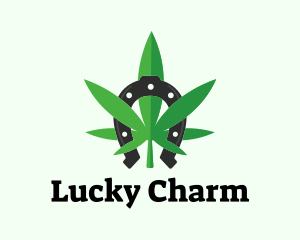 Lucky Marijuana Weed Leaf logo design