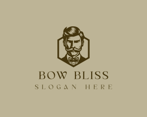 Gentleman Bowtie Mustache logo design