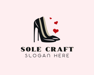 Heart Stiletto Shoe logo design