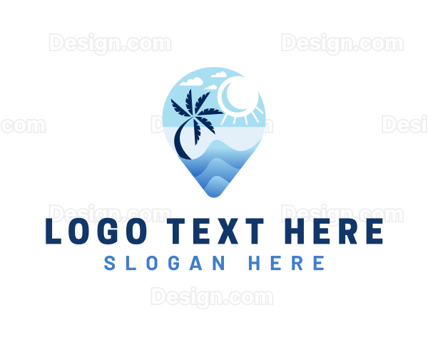 Summer Beach Travel Location Logo