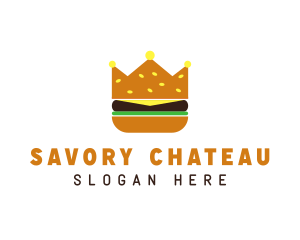 Hamburger Food Crown logo design