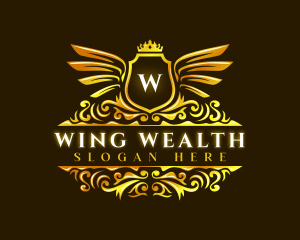 Wings Crown Shield logo design