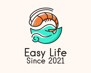 Ocean Seafood Shrimp  logo design