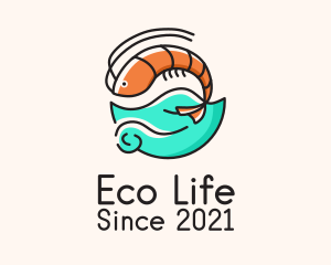 Ocean Seafood Shrimp  logo design