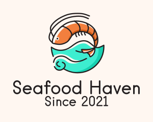 Ocean Seafood Shrimp  logo design