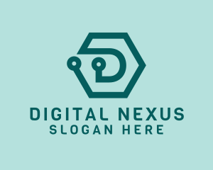 Blue Digital Hexagon logo design