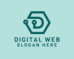 Blue Digital Hexagon logo design