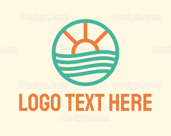 Sunset Waves Badge Logo