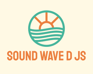 Sunset Waves Badge logo design