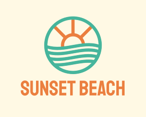 Sunset Waves Badge logo design