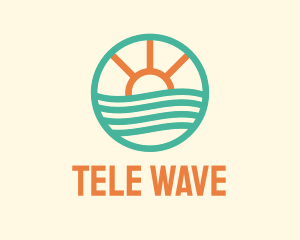 Sunset Waves Badge logo design